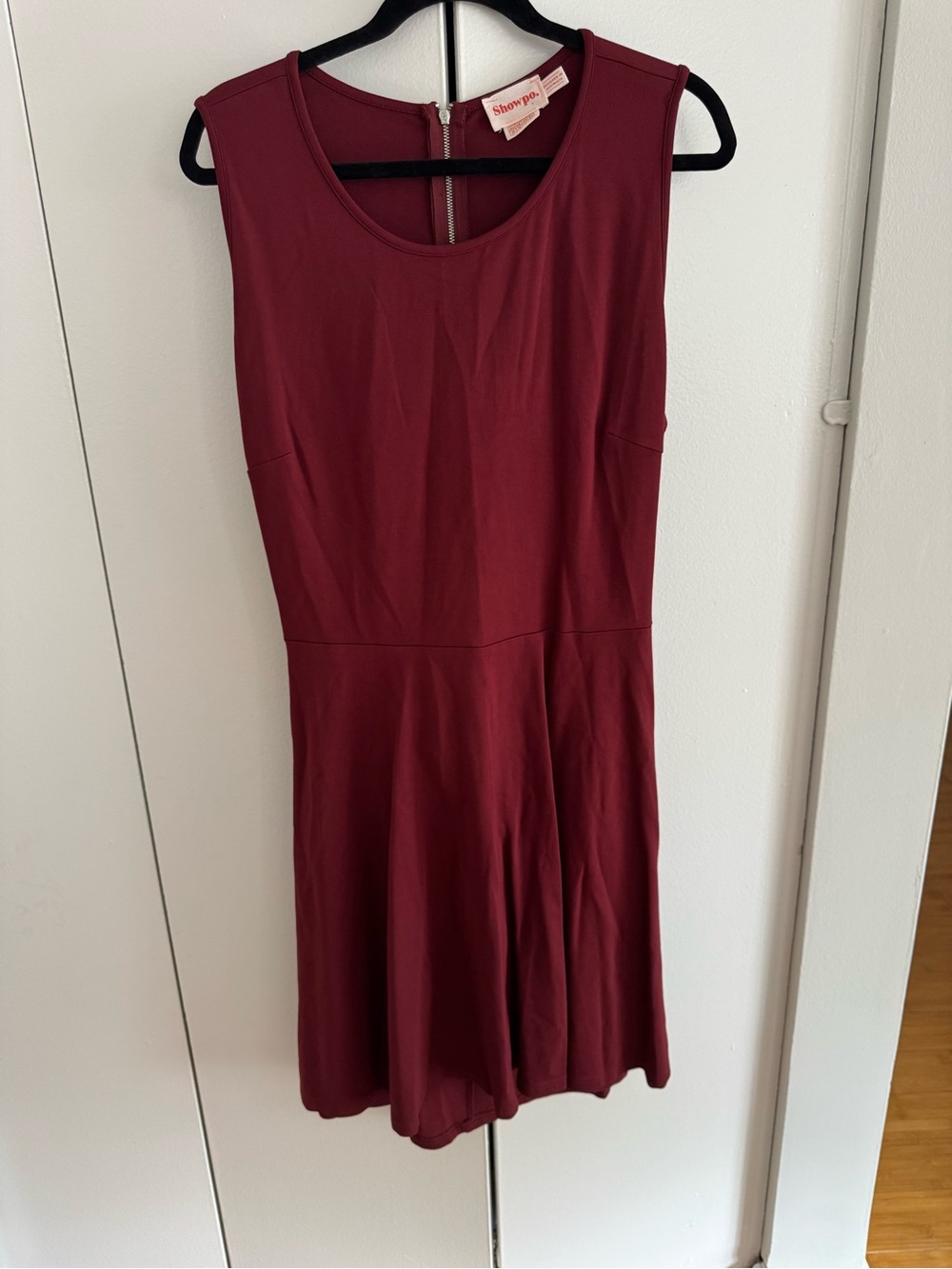 Showpo Burgundy Sleeveless Fit-and-Flare Dress